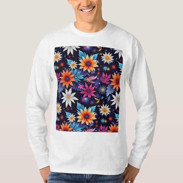 Camiseta Padrão De Várias Flores-24192 (Frente)
