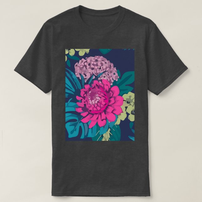 Camiseta Padrão de Verão Compõe a Mão (Frente do Design)