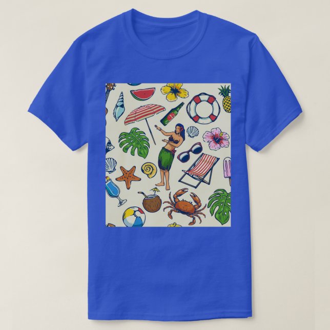 Camiseta Padrão de Verão incolor (Frente do Design)