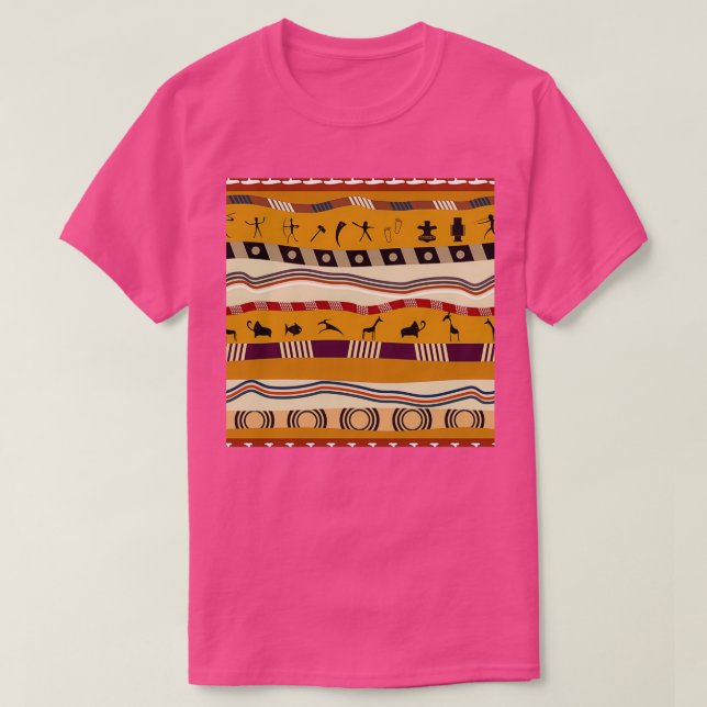 Camiseta Padrão de vetor de figuras nativas (Frente do Design)