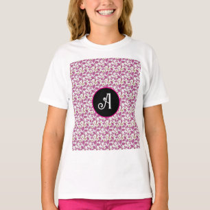 Camiseta Padrão de videira botânica rosa   Folha floral ele