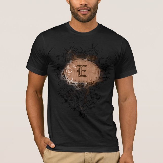 Camiseta Padrão de Vintage com Monograma - Letra E (Frente)