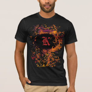 Camiseta Padrão de Vintage com Monograma - Letra K