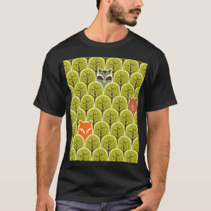 Camiseta Padrão de Vintage de Animais Florestais