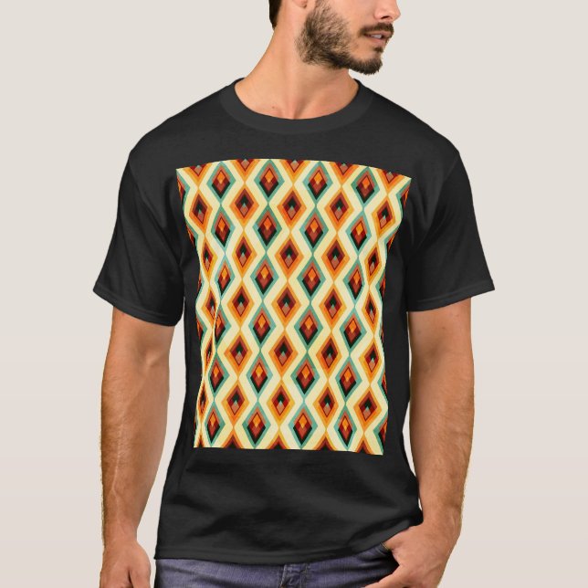 Camiseta Padrão de Vintage Diamond Raster Sem Olhos (Frente)