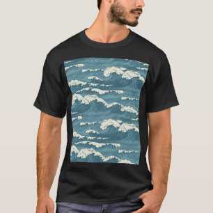 Camiseta Padrão de Vintagem de Ondas Retron. Desenhadas À M