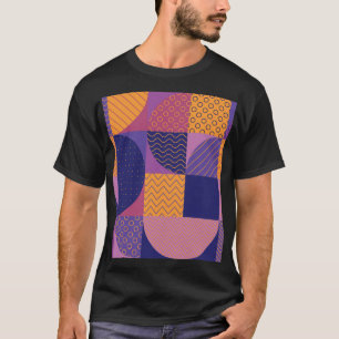 Camiseta Padrão de Vintagem Geométrica de abstrato Multicol