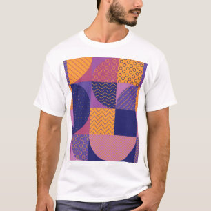 Camiseta Padrão de Vintagem Geométrica de abstrato Multicol