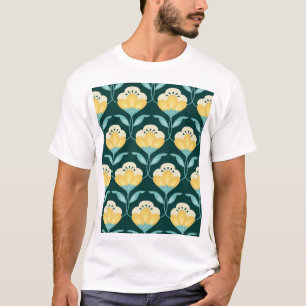 Camiseta Padrão De Vintagem Incolor Floral Retro