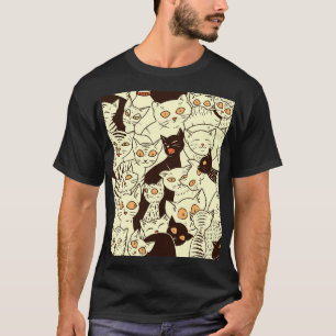 Camiseta Padrão de wallpaper da Vintage Cats Cute