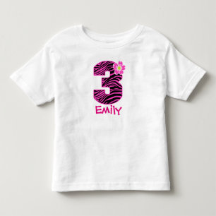 Camiseta Padrão de Zebra Negra-Rosa-Quente e aniversário de