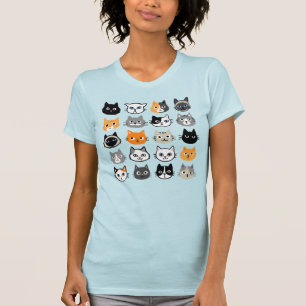 Camiseta Padrão do Cat Faces Fanfarrão de Gato de Gato Le