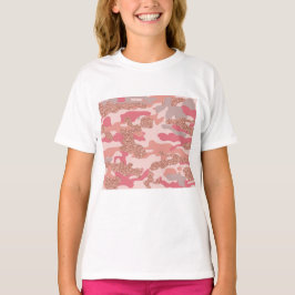 Camiseta Padrão do Exército do Camo Cor-de-rosa-rosa com Ro