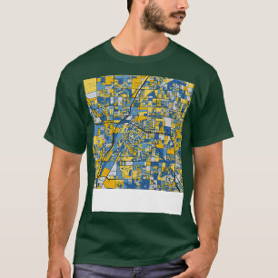 Camiseta Padrão do Mapa de Las Vegas em azul Dourado