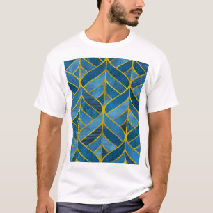 Camiseta Padrão Dourado do Grunge Azul