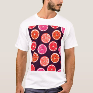 Camiseta Padrão Escuro De Citros Pintados À Mão