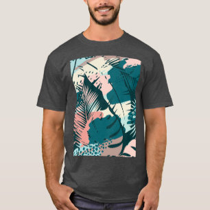 Camiseta Padrão exótico sem costura com plantas tropicais 1