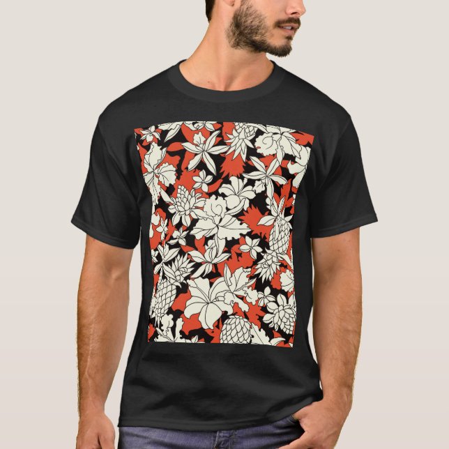 Camiseta Padrão Exótico Sem Olhos De Flor Tropical (Frente)