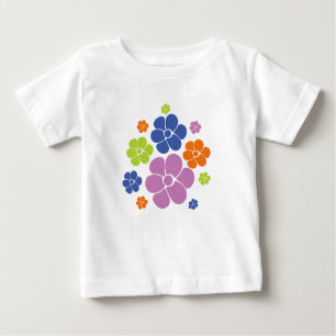 Camiseta Padrão Flor - Azul, Laranja, Roxo, Verde