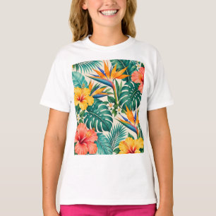 Camiseta Padrão Floral Botânico Paraíso Tropical