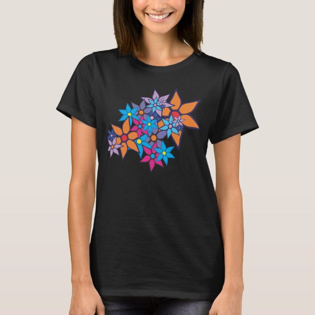 Camiseta Padrão Floral Colorido (Frente)