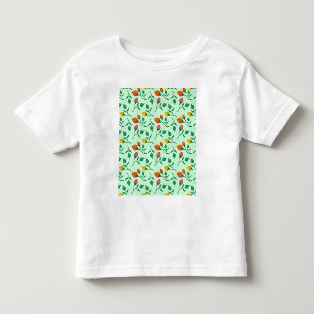 Camiseta Padrão floral com flores rosa coloridas (Frente)