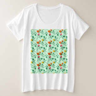 Camiseta Padrão floral com flores rosa coloridas