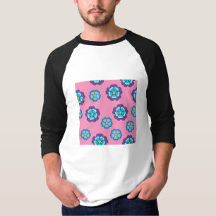Camiseta Padrão Floral Cor-de-Rosa Azul