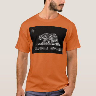 Camiseta Padrão Floral da Sinalizador da República da Calif