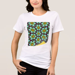 Camiseta Padrão Floral das Estrelas Verdes