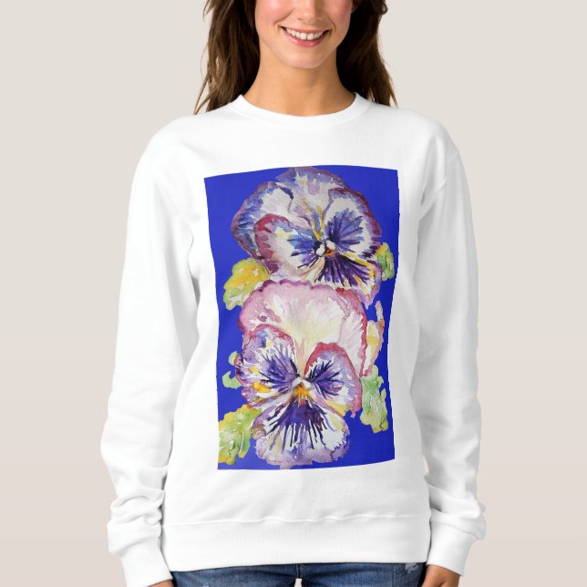 Camiseta Padrão Floral de Arte em Aquarela de Violeta Pensé (Frente)