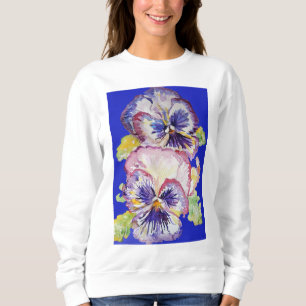 Camiseta Padrão Floral de Arte em Aquarela Violeta Pensée