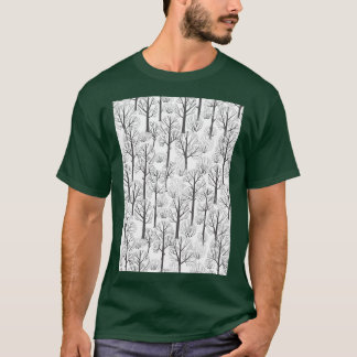 Camiseta Padrão floral de árvores sem folhas na floresta de