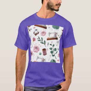 Camiseta Padrão Floral de costura
