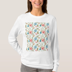 Camiseta Padrão Floral de Flores Silvestres Aquarela