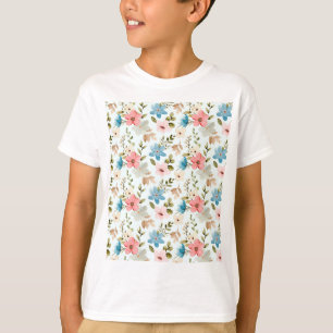 Camiseta Padrão Floral de Flores Silvestres Aquarela