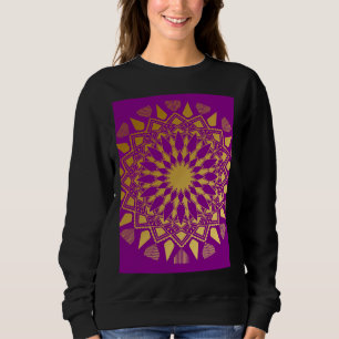 Camiseta Padrão Floral De Mandala Roxo E Dourado