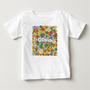 Camiseta Padrão Floral de Monograma ou Nome Personalizado