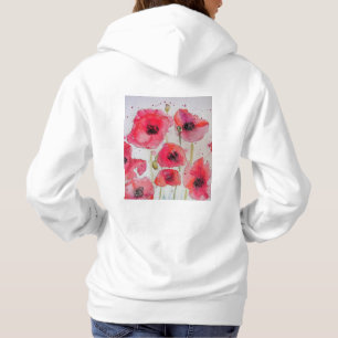 Camiseta Padrão Floral de Papoula Vermelha em Aquarela