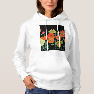 Camiseta Padrão Floral de Papoula Vermelha em Arte de Aquar