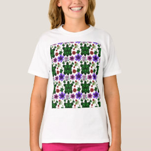Camiseta Padrão floral de tartarugas
