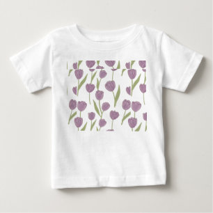 Camiseta Padrão Floral de Tulipa Roxa