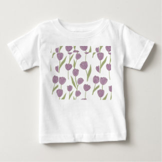 Camiseta Padrão Floral de Tulipa Roxa
