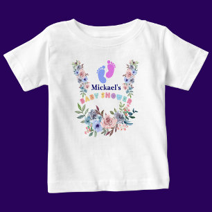 Camiseta Padrão Floral do Chá de fraldas Cute Personalizado