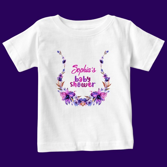 Camiseta Padrão Floral do Chá de fraldas Cute Personalizado (Criador carregado)