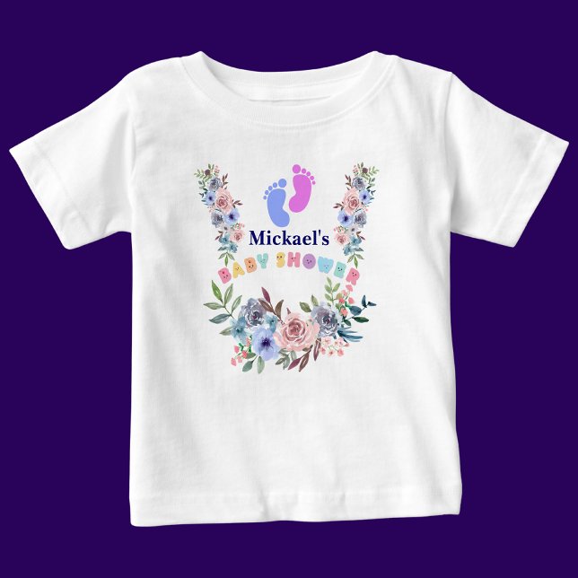 Camiseta Padrão Floral do Chá de fraldas Cute Personalizado (Criador carregado)