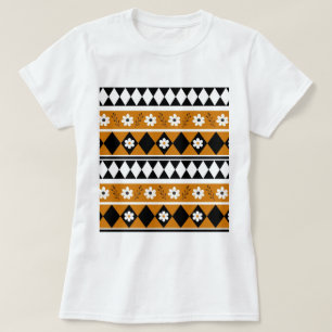 Camiseta Padrão Floral do Diamante de Flor de Faixa de Fron
