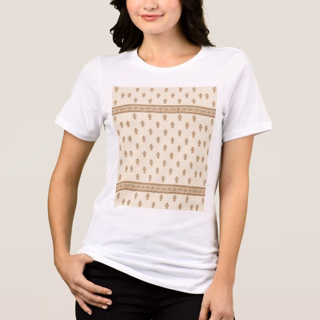 Camiseta Padrão Floral Dourado (Frente)
