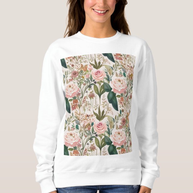 Camiseta Padrão Floral Elegante Inscrito Pela Natureza Flor (Frente)