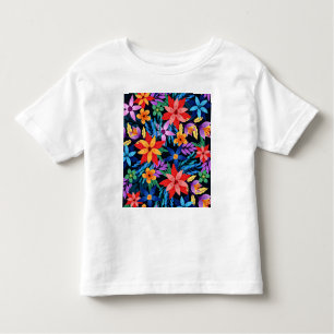 Camiseta Padrão Floral Exótico Colorido